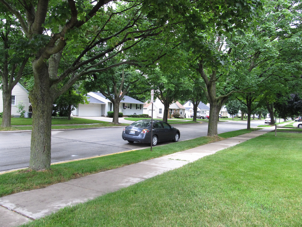 car parked on residential street