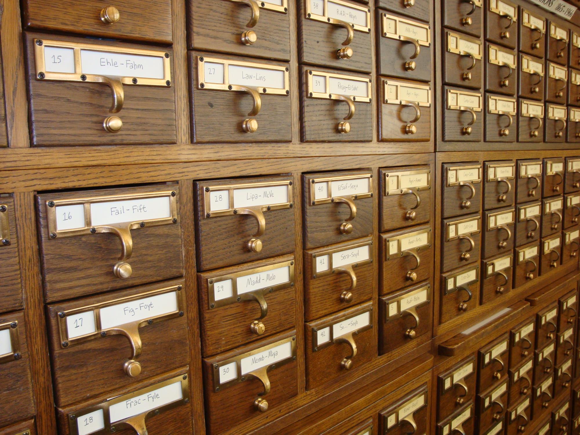 card catalog drawers