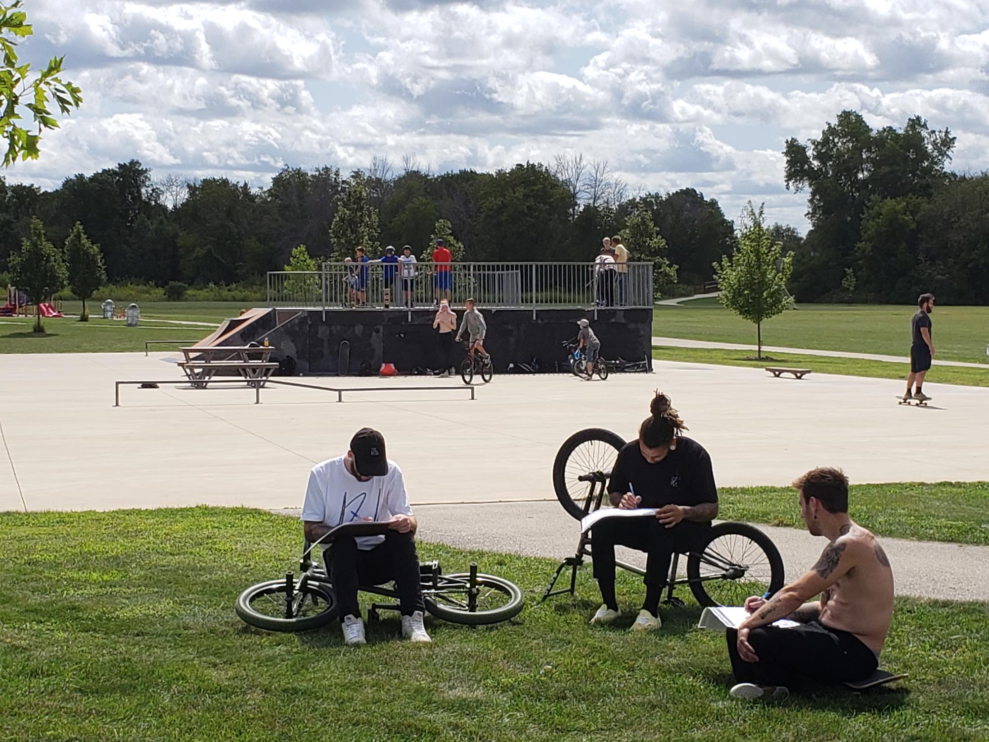 People participating in the Skate Park Design Workshop at Abendschein Park