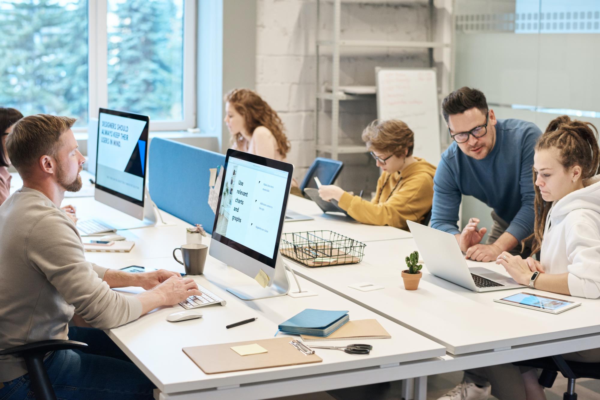 People in office working on computers