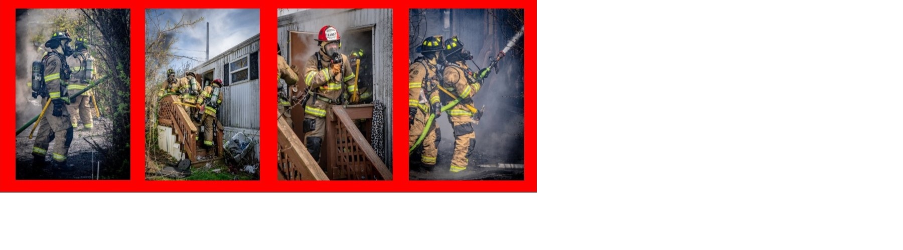 Four pictures of Firefighters putting out fires