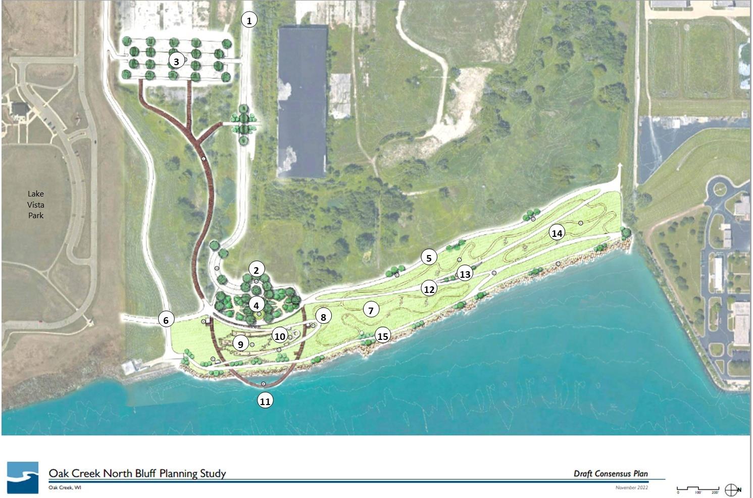 North Bluff site plan with amenity key